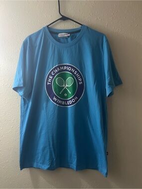 Wimbledon Blue Short Sleeve Tee with Green & Navy Logo